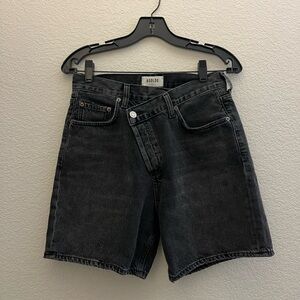 Agolde Criss Cross Jean Shorts Black